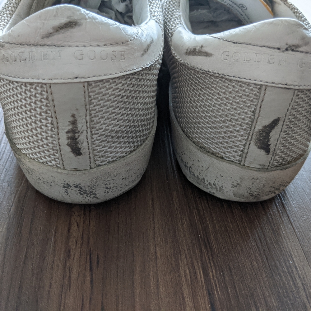 Golden Goose White Distressed Super Star Sneakers - Picture 4 of 5